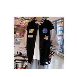 415-P39 春秋港风棒球服男韩版拼接飞行员夹克青年情侣休闲宽松图片