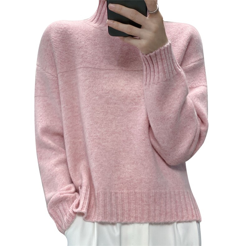 初秋打底针织衫慵懒风宽松外穿上衣服内搭羊毛毛衣,女装羊毛衫,耀日羊绒