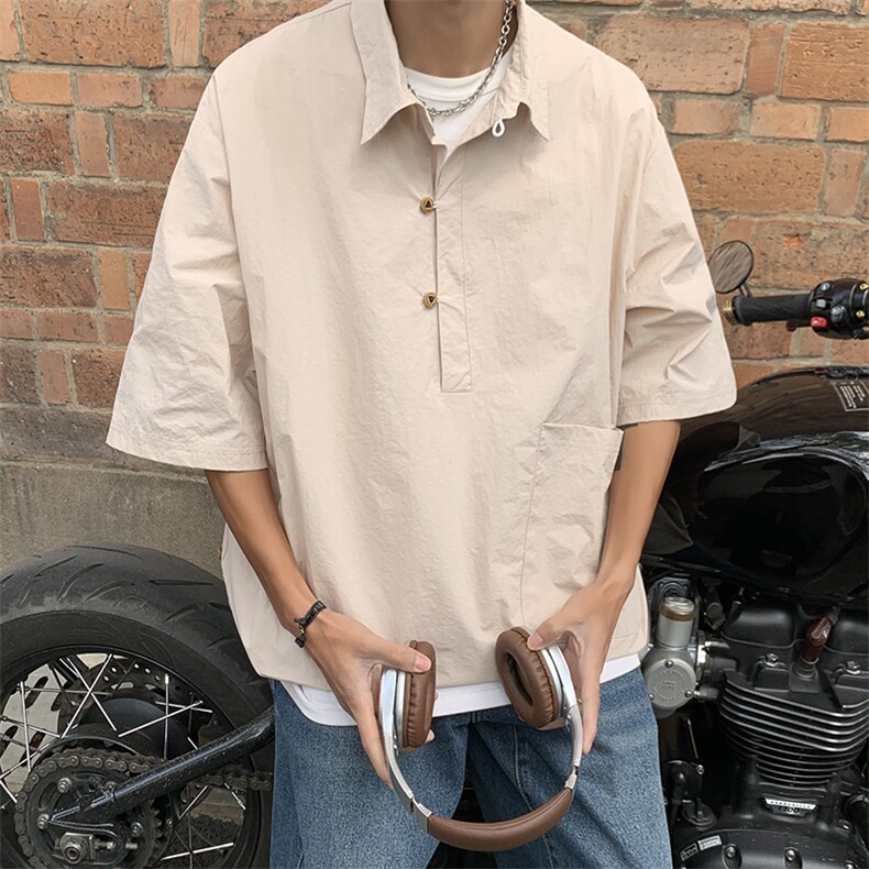 夏季高级短袖衬衫男宽松休闲ins衬衣潮CS032-P38图片