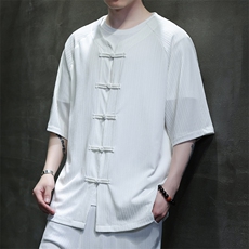 2025夏季新款风男装汉服盘扣新中式开衫唐装竖纹衬衫C101-P45，男装衬衫，电商B277(原6028)