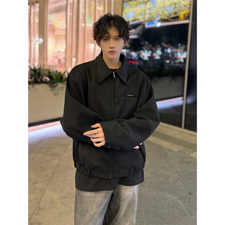 W644-P58Cleanfit韩版设计感男行政夹克简约百搭斜纹双拉链,男装夹克,电商B323A