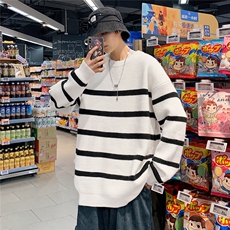 秋冬圆领套头条纹毛衣男纯色针织衫软糯港风1016-1MY030P78K98，男装针织衫/毛衣，星座1016-1（原电商B408-1）