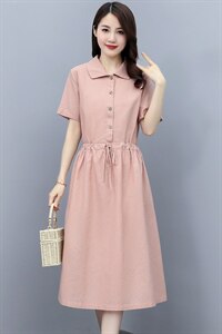 连衣裙2021年夏季潮流舒适简约时尚中长款纯色图片
