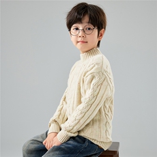 优质三股特厚儿童100%羊毛衫彩点纱男女童套头针织打底妞花毛衣，童装儿童羊毛衫，初丹羊绒童装