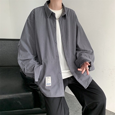 秋装港风复古灯芯绒衬衫宽松BF休闲学生外套中性风潮H221/P45，男装衬衫，电商A221A