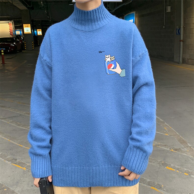 半高领毛衣男士大码针织衫男毛线衣男M18262-P45加绒款-P65,男装针织衫/毛衣,电商A040