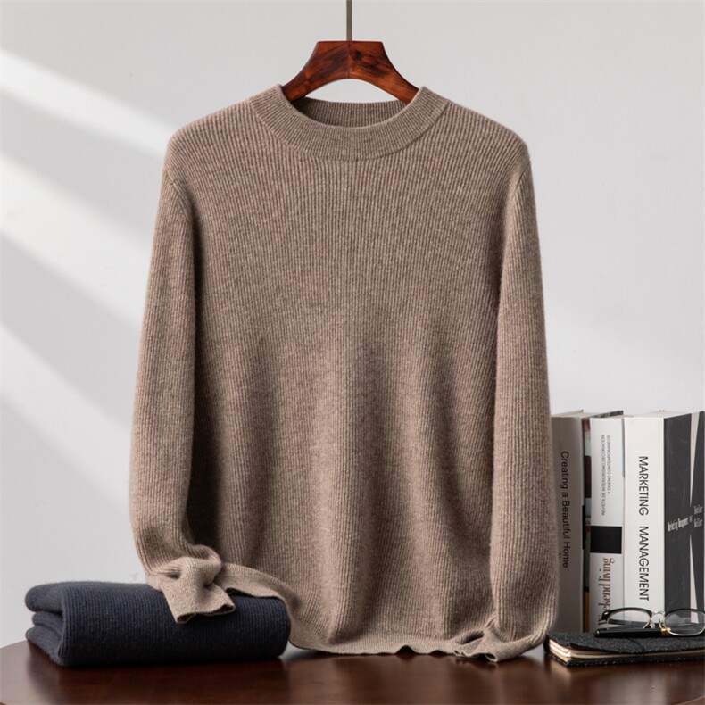 2025年秋季新款百搭十二针元宝针半高领羊绒衫，男装羊绒套衫，台绒羊绒