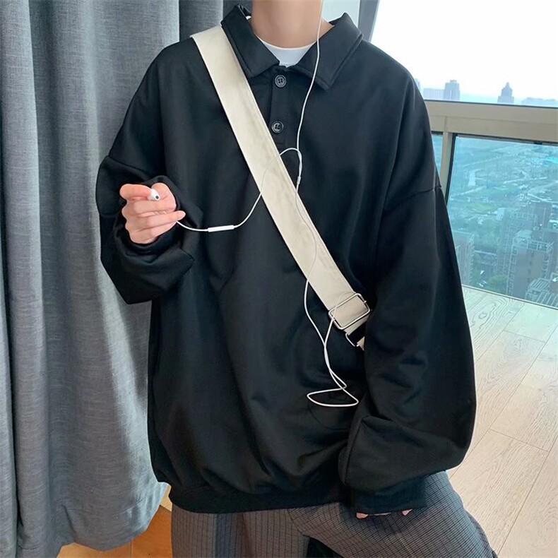 卫衣男春秋季2021新款潮牌ins港风POLO领上衣休闲宽松W1459-P28,男装卫衣,星座512-4