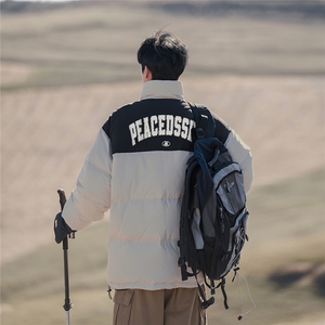 新疆山系港风冬季字母印花宽松立领棉服A247-MY1254特批85控138图片