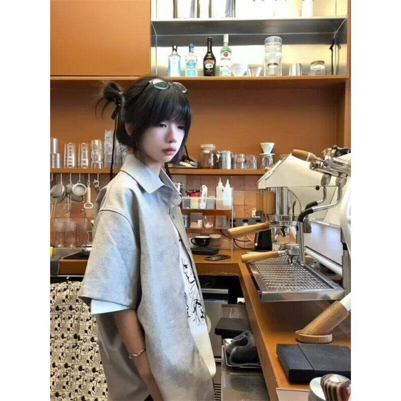 亚麻混纺花纱短袖衬衫男夏季设计感小众外套美式外套HR7138-p50,男装衬衫,星座1008
