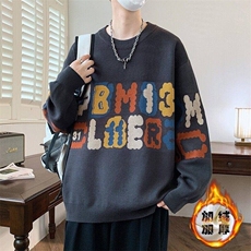 84557加绒-特P65秋冬加绒毛衣男针织打底衫字母提花，男装针织衫/毛衣，电商D310B