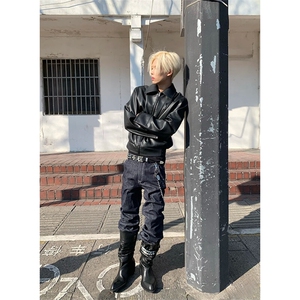 美式复古短款拉链皮衣外套cleanfit飞行员机车夹克男JK9805-P90图片