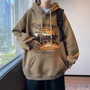 秋款美式重磅华棉男士宽松连帽卫衣XZ310B-W113-P50加绒P60