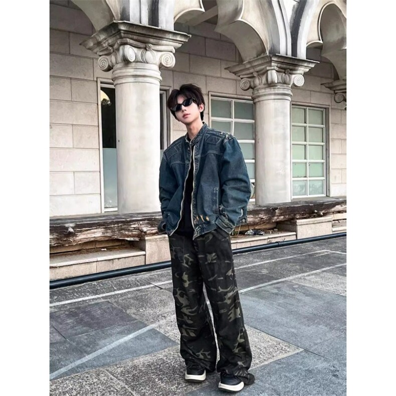JK8637-P74美式潮牌高街浮雕异形机甲设计感牛仔外套,男装工装外套,电商B323A