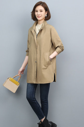 立领风衣女2026秋装中年妈妈减龄纯棉外套大码遮肚显瘦太衣服，女装短外套，衣之秀