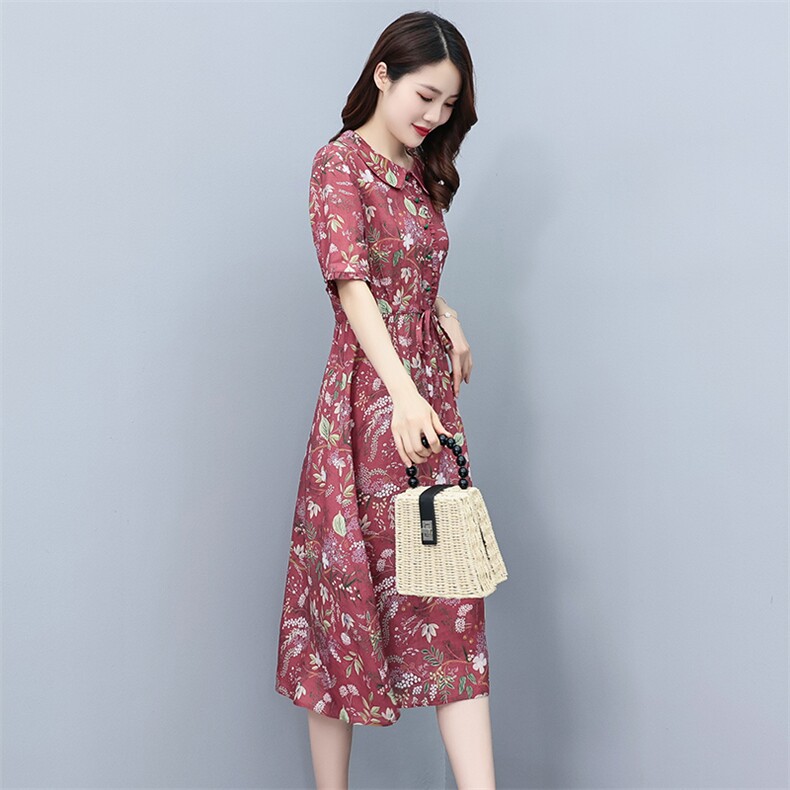 2023夏季新款时尚气质收腰显瘦休闲舒适复古连衣裙,女装连衣裙,独衣靓