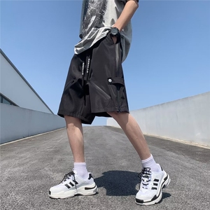 直筒男休闲裤工装裤宽松青春流行潮五分裤时尚潮牌纯色夏季图片