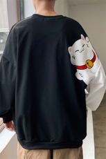 春秋圆领卫衣男招财猫刺绣卫衣港风中性宽松百搭1016-1WY077P35，男装卫衣，星座1016-1（原电商B408-1）