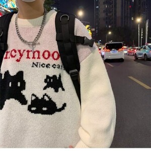 慵懒毛衣男女秋冬新款中性风圆领打底针织衫美式潮牌复古线衣外套图片