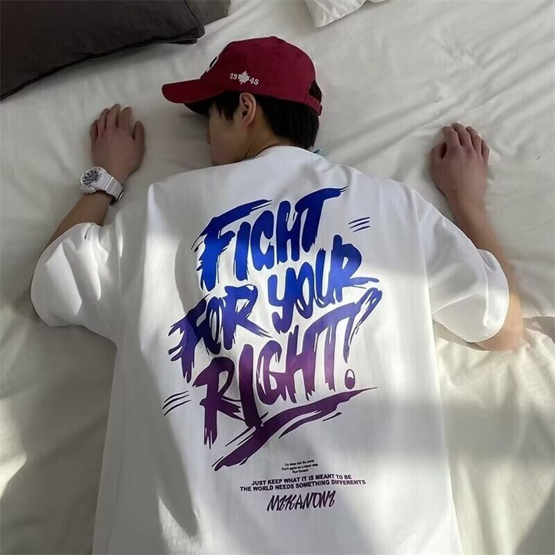 欧美嘻哈炫彩字母印花短袖T恤男潮牌潮流ins夏季情侣港风宽松,男装T恤,星座218-1（原230）