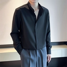 衬衫男新中式轻熟风男装夏季韩版修身免烫冰丝长袖衬衣C902，男装衬衫，星座1116A-2（原606A-1）