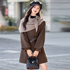 （现货）欣贝拉2025年冬季休闲淑女气质风格毛呢大衣夹棉加厚款，女装毛呢外套，欣贝拉