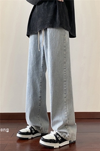水洗牛仔裤秋季新款潮流百搭宽松直筒拖地裤B315-K23456-P45控58图片