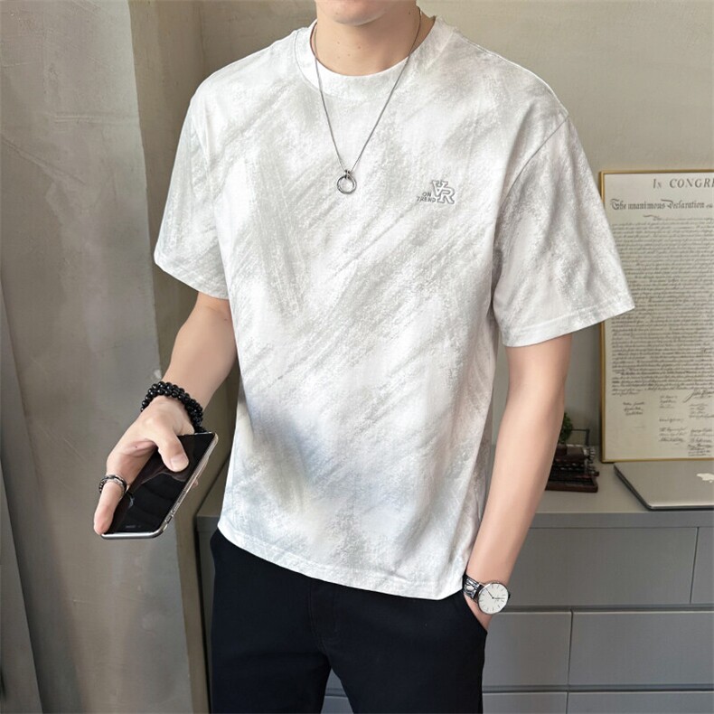 夏季短袖T恤男2025新款潮牌色块渲染半袖体恤圆领B317/8062/P55,男装T恤,电商B317