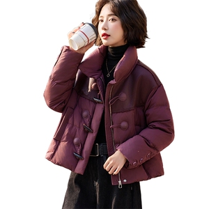 小个子羽绒服女2024冬季新款独特超好看设计感短款红色拼皮厚外套图片