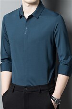 男装免烫衬衫2023年秋新款长袖商务时尚百搭宽松纯色上衣薄款外套，男装衬衫，电商B212（原钱塘6029）