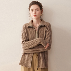 2025秋冬百搭时尚翻领羊绒开衫外套，女装羊绒衫，珍丝贝尔