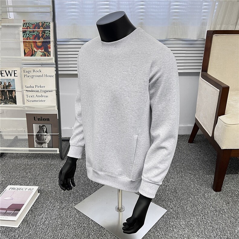 假模圆领无帽卫衣男秋季2025新款宽松长袖男A436-5113-P55,男装卫衣,电商A436