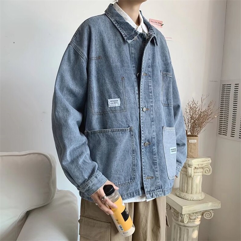 春秋季潮牌ins牛仔外套韩版帅气港风宽松学生工装夹克男WT93p56,男装夹克,星座1013
