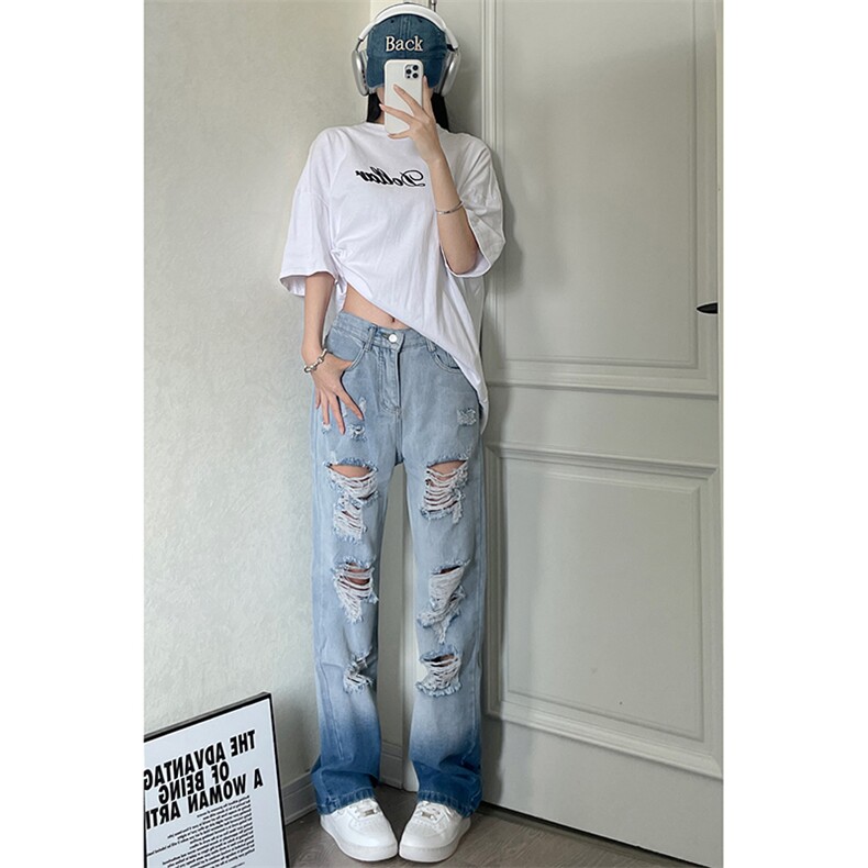 美式ins高街小众hiphop夏季破洞牛仔裤货号K729P60,男装牛仔裤,电商A063
