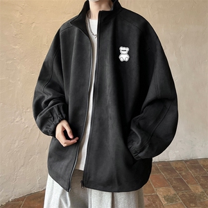 麂皮绒夹克男大码立领褂子外套JK85292-P68 加绒款-P78图片