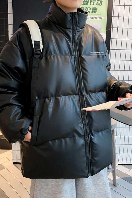 新款立领pu皮印花棉衣男秋冬季加厚面包服外套保暖棉服MY609-P115,男装棉衣,星座505-3