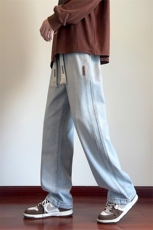 特批牛仔裤男冬季宽松直筒休闲加厚秋冬长裤子J8055-P40/加绒P50，男装牛仔裤，星座509