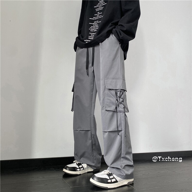 2023秋季新款机能风潮流抽绳口袋宽松工装裤B315-K23467-p55控78,男装休闲裤,电商B315