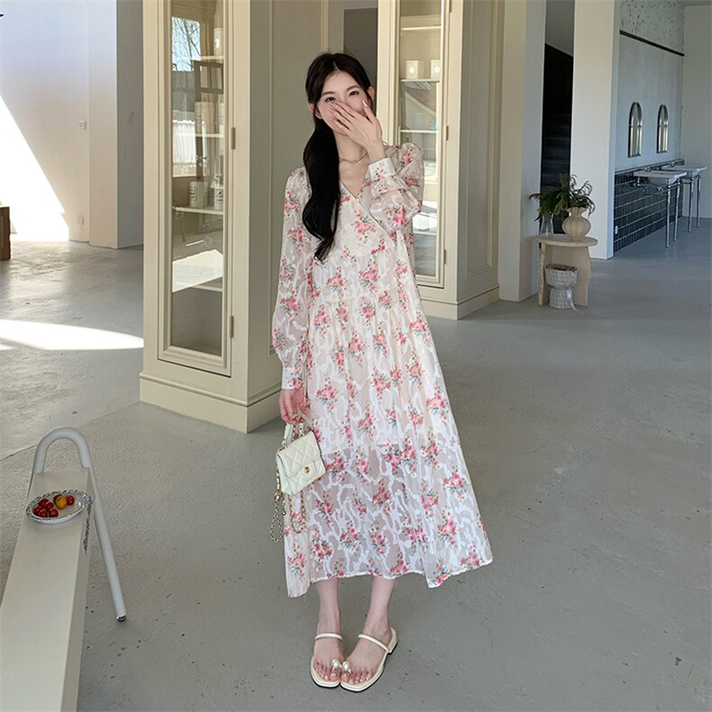 夏季新品设计感防晒碎花连衣裙2C2851807P115K168,女装连衣裙,2C285