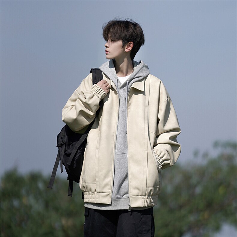 PU皮L-9XL春季新款大码美式重磅翻领休闲夹克JK6833-P7883控128,男装夹克,星座109