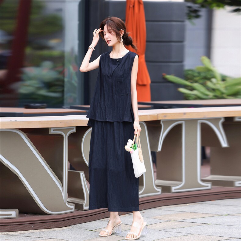 2026年夏季新款女时尚休闲显瘦套装两件套,女装套装/套裙,鑫源服饰