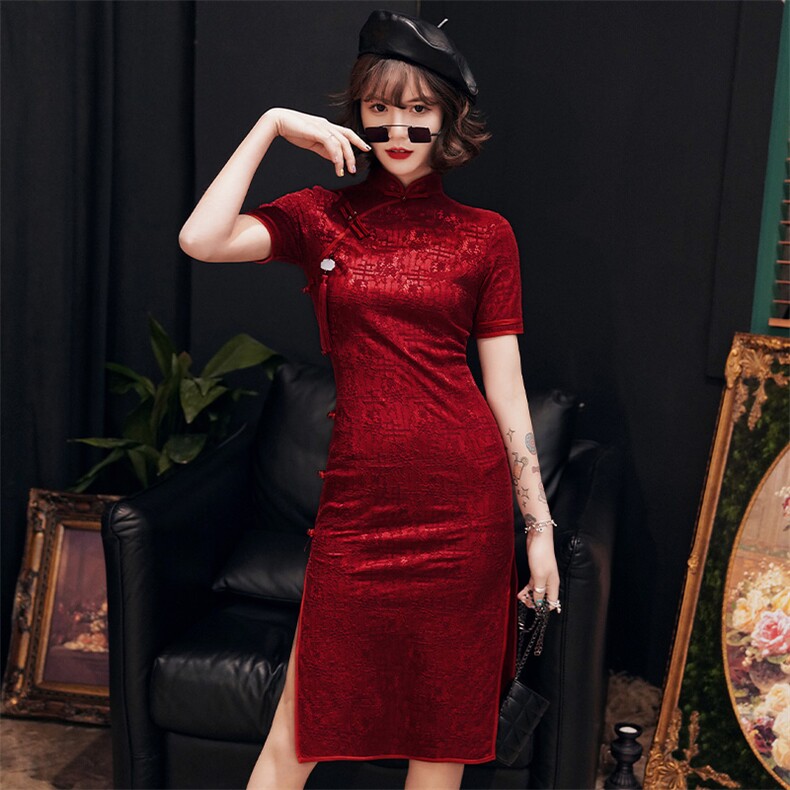 现货直发新中式改良旗袍甜辣风潮流累死减龄少女连衣裙，女装汉服/婚纱/旗袍/礼服，慕依路