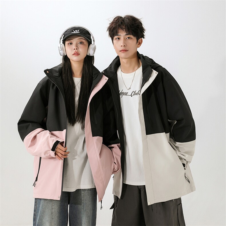 户外撞色连帽冲锋衣情侣外套防风登山服夹克男YHJK8828-P70,男装夹克,星座717