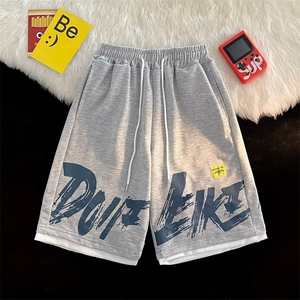 青春流行休闲裤五分裤宽松型潮时尚潮牌男运动裤数字文字百搭字母图片
