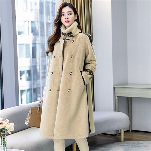 2022冬季新款时尚潮流优雅气质中长款舒适保暖欧貂绒毛衣，女装皮草，时尚俏佳人