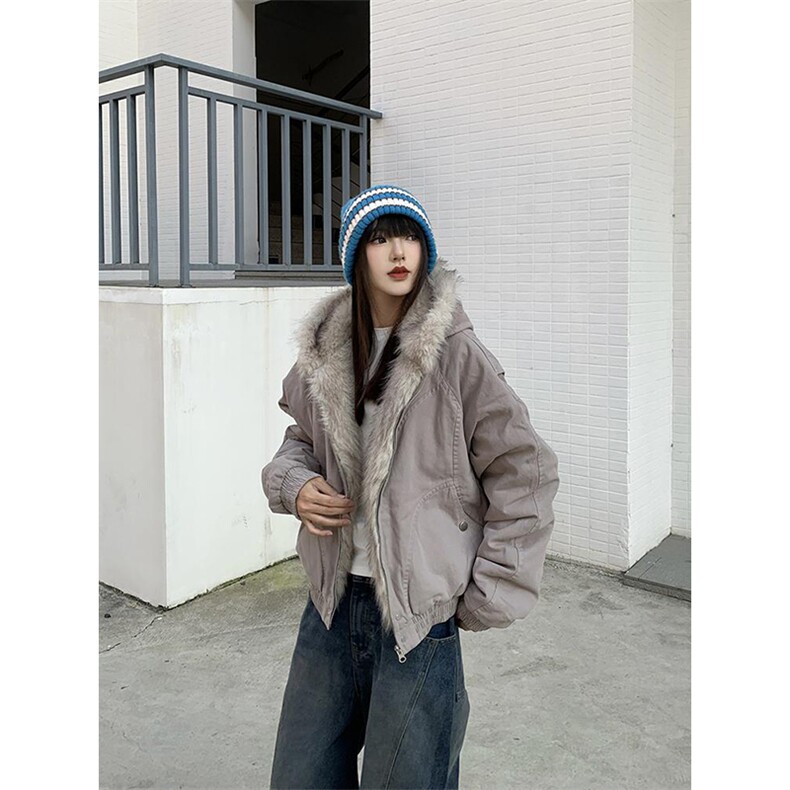 现货高品质美式高街冬季重磅硬挺短款座山雕毛领棉衣男女加厚外套,男装棉衣,电商A486-1