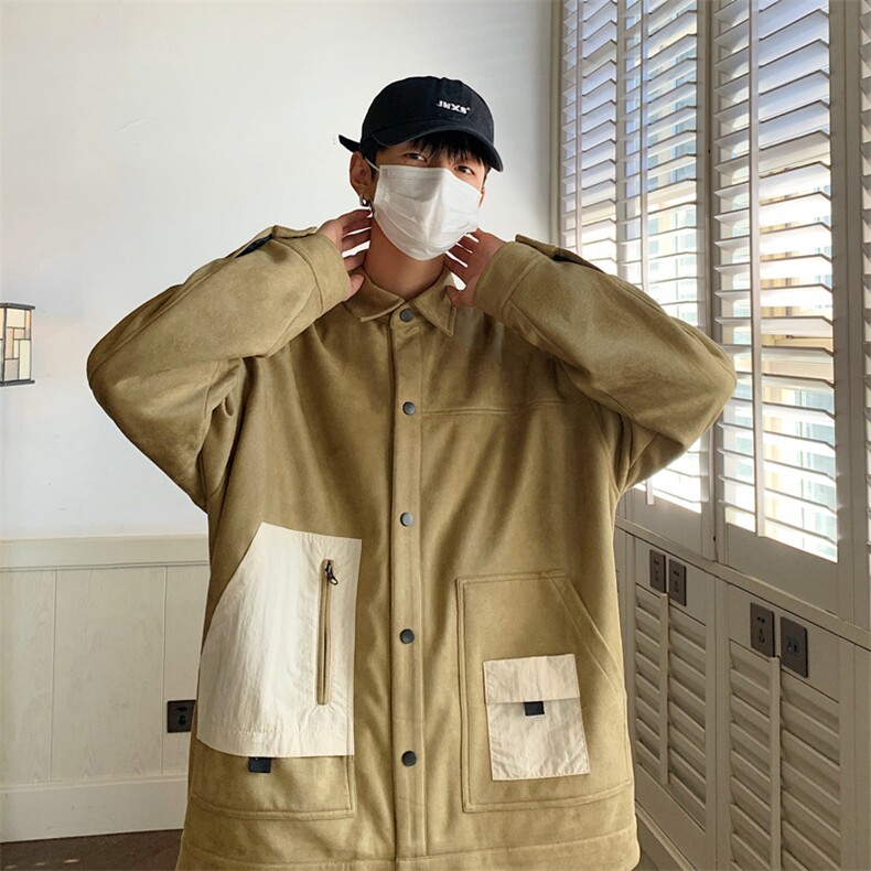 男士翻领夹克2023春季新款潮流拼接工装休闲外套JK03-P93,男装夹克,星座308B-2
