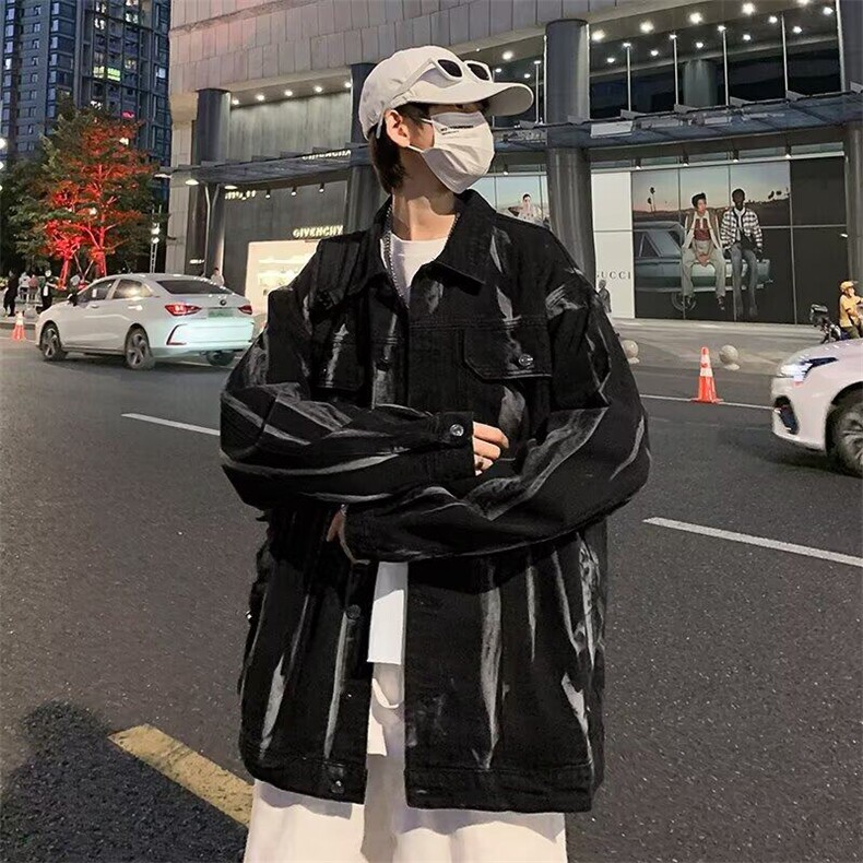 F680P68复古牛仔外套男款痞帅扎染男生牛仔衣高级感工装夹,男装工装外套,星座512-6