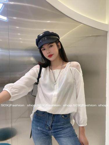 【现货】秋季新款拼蕾丝肩小衫，其它，色调轩