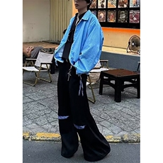 流行无品牌新款ins条纹弯刀西裤宽松阔腿潮流原宿百搭K72，男装西裤，星座1116A（原606A-3）